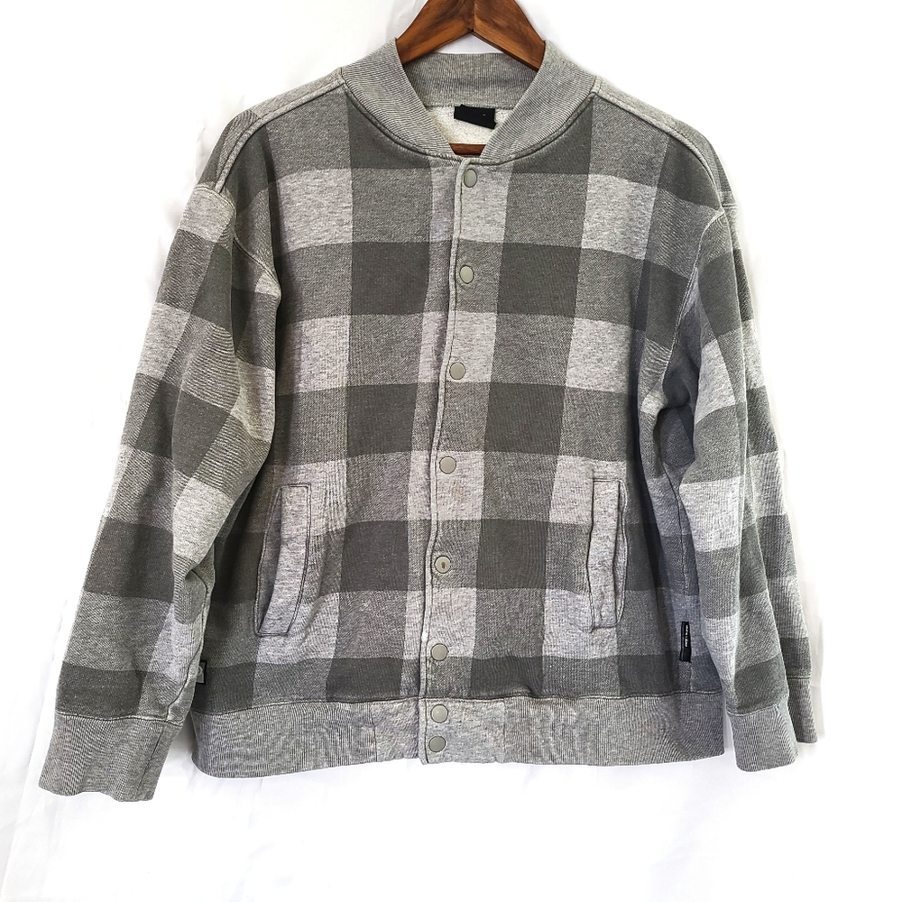 Gray checkered bomber jacket size medium -F